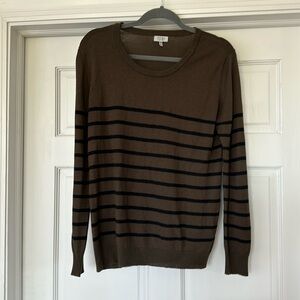 Olive and black striped sweater size M